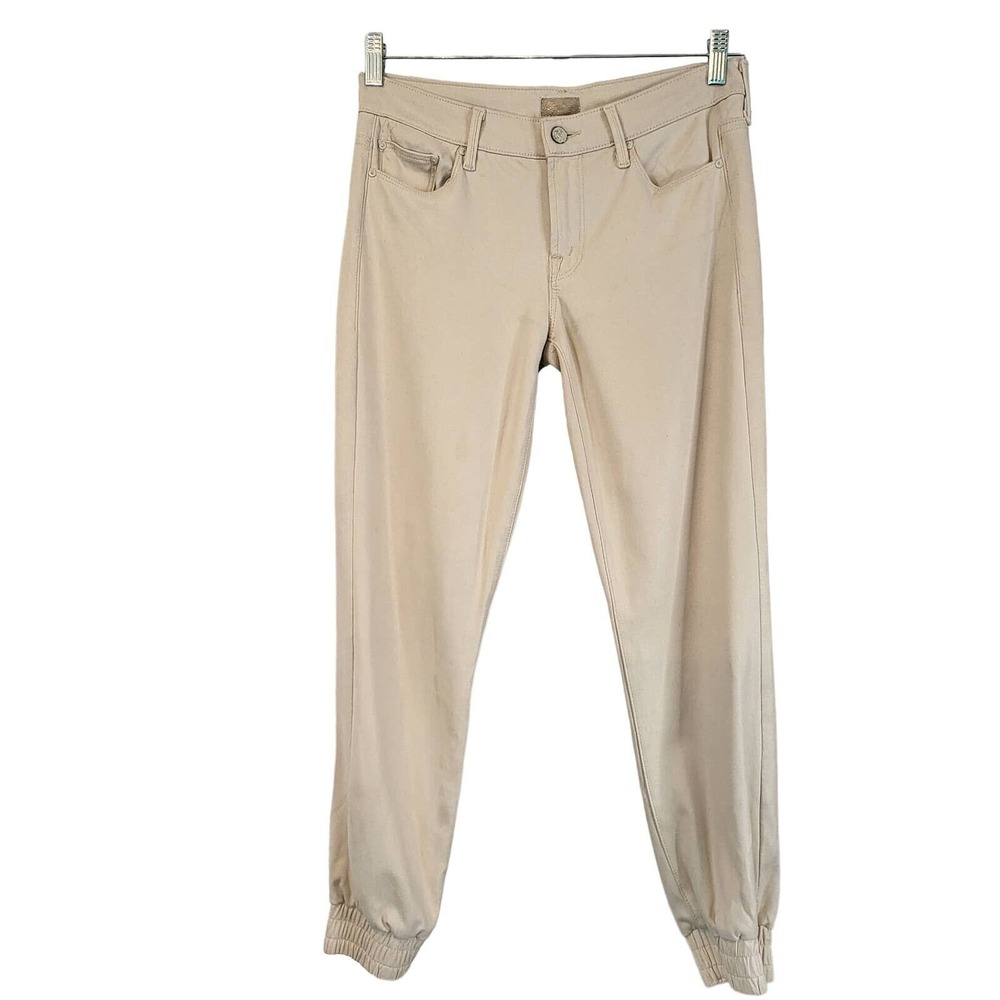 MOTHER The Trainer Jogger Pants 26 Cream Beige Faux Suede Elastic Cuff #014 - Picture 3 of 10